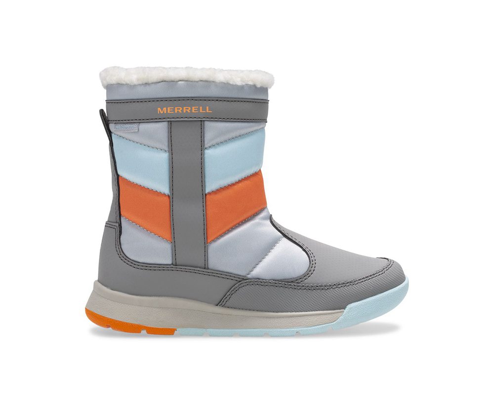 Botas Criança - Merrell Alpine Puffer Waterproof - Cinzentas/Prateadas/Turquesa - QJA043158